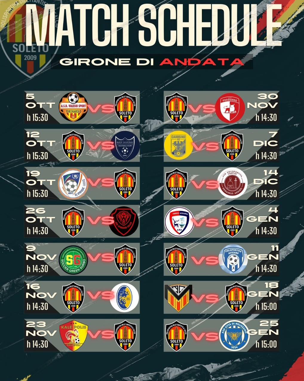 Soleto Calcio - Girone di Andata 2025-2026